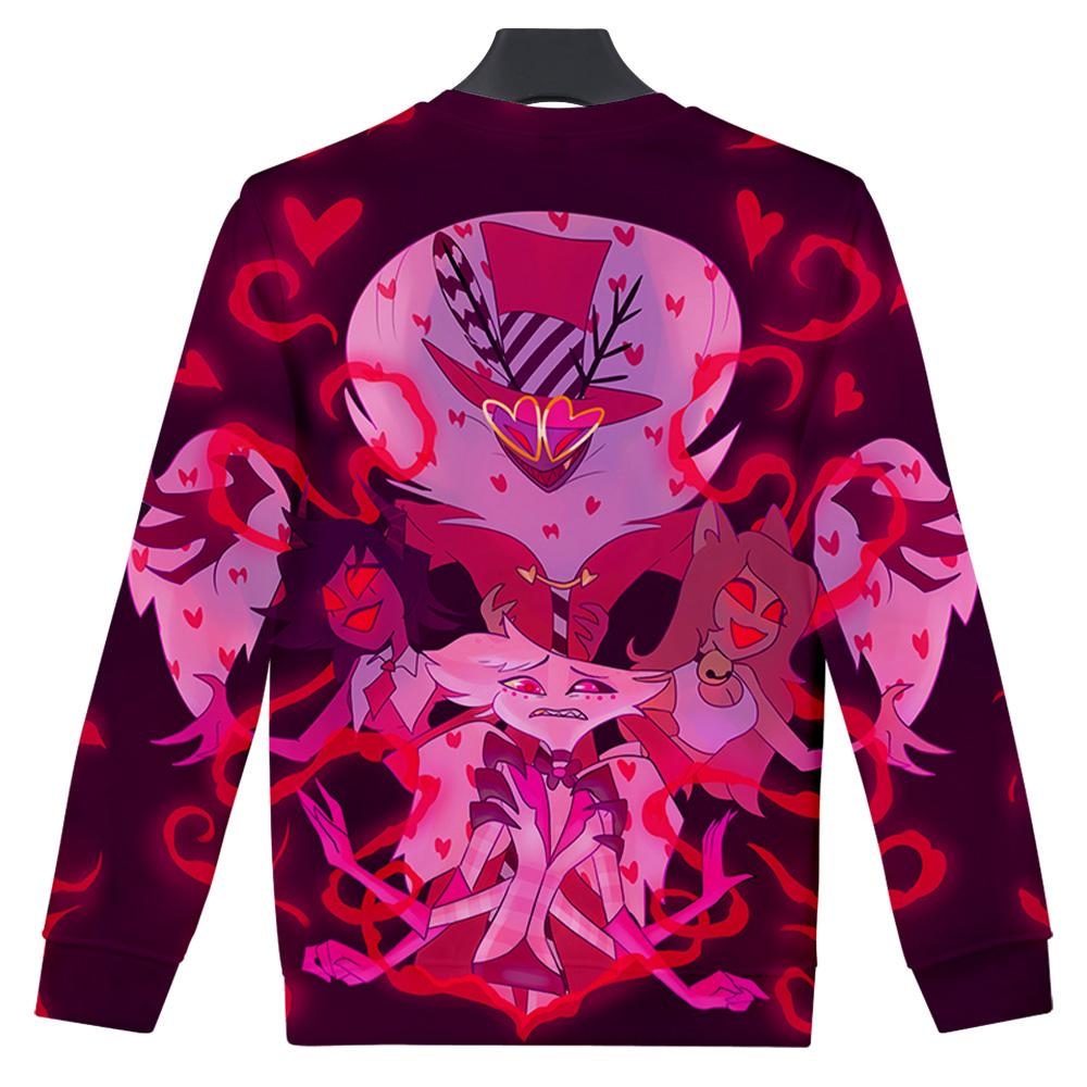 Women Men's Hazbin Hotel Anime Print Hoodies Round Neck Hooded Sweatshirts Man Travel Pullover Male Top Streetwear Outdoor Tracksuit