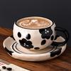 Black Camellia Portable Coffee Cup Saucer Creative Retro Cup Saucer Set Home Office Latte Flower Cup