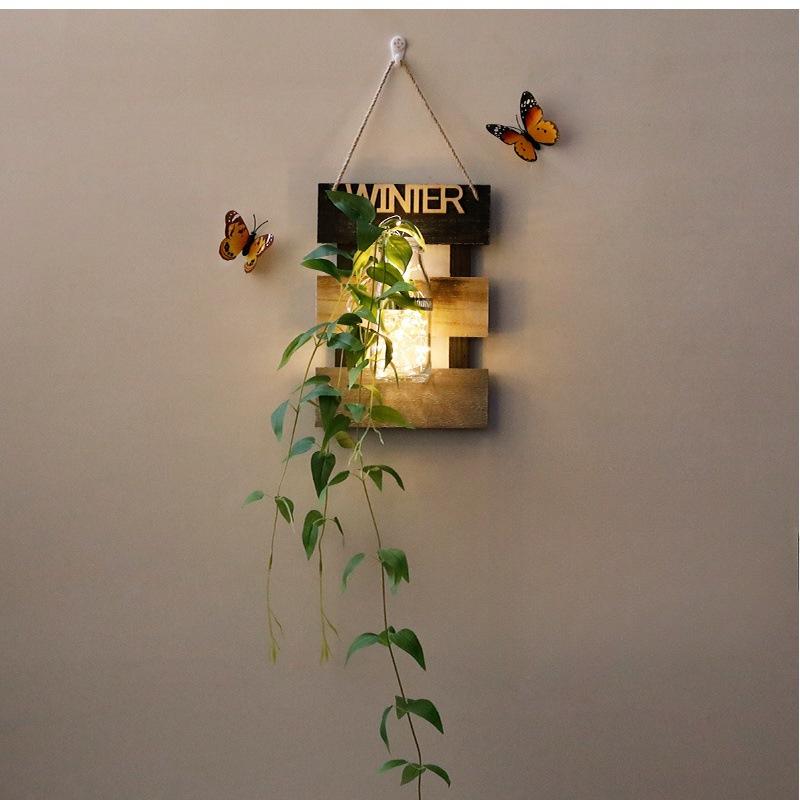 Настенное украшение Ins Style Настенный светильник Nordic Originality Plant Butterfly Background Home Decor Настенные светильники Ваза Лампа для спальни