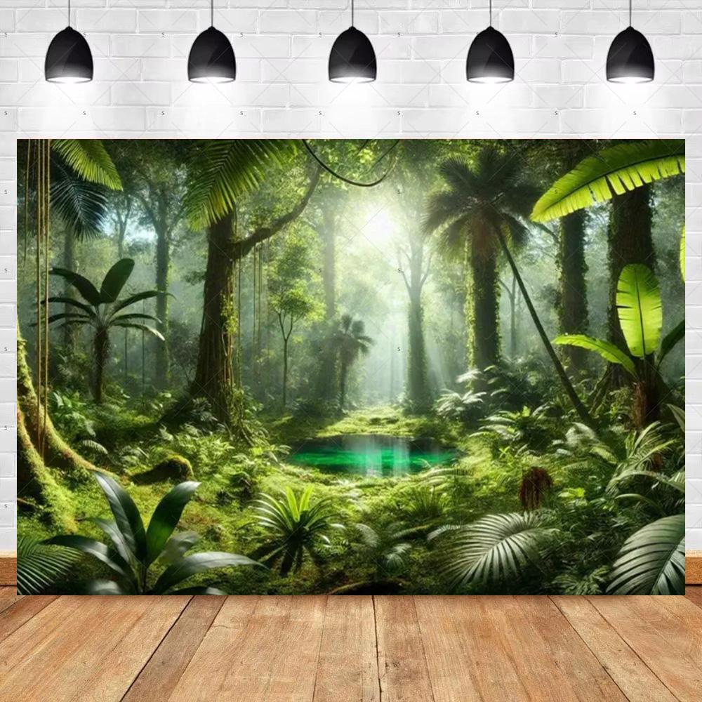 Tropical Rainforest Photography Backdrop Forest Jungle Green Tree Background Natural Scenery Party Decoration Photo Studio Prop
