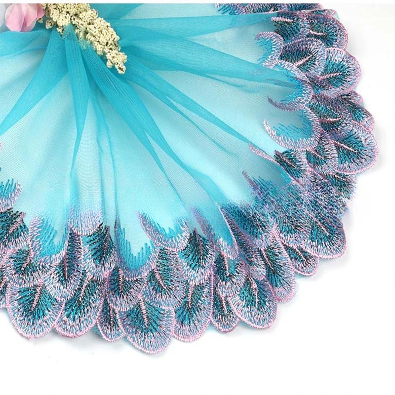 Flower Lace Trim 19cm Sequin Embroidered Lace  Ribbon For Dress /Wedding/ Garment DIY Sewing Decor Accessories 10 Yards