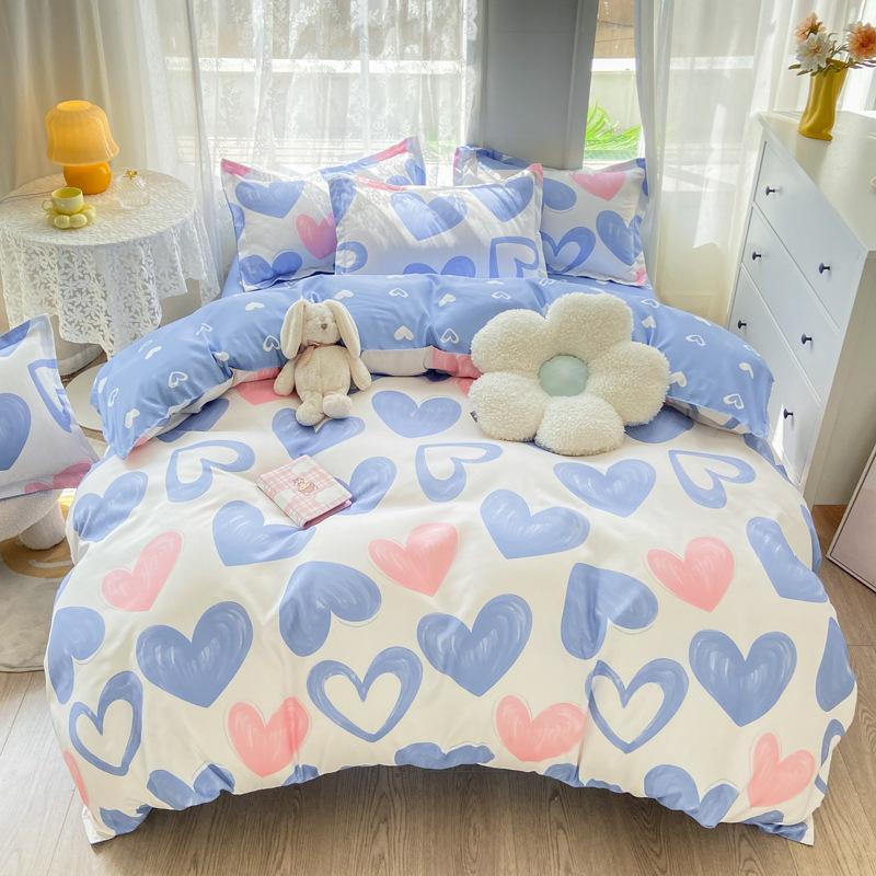 Комплект постельного белья из стираного хлопка, четыре предмета, пододеяльник, простыня, комплект из трех предметов для спальни