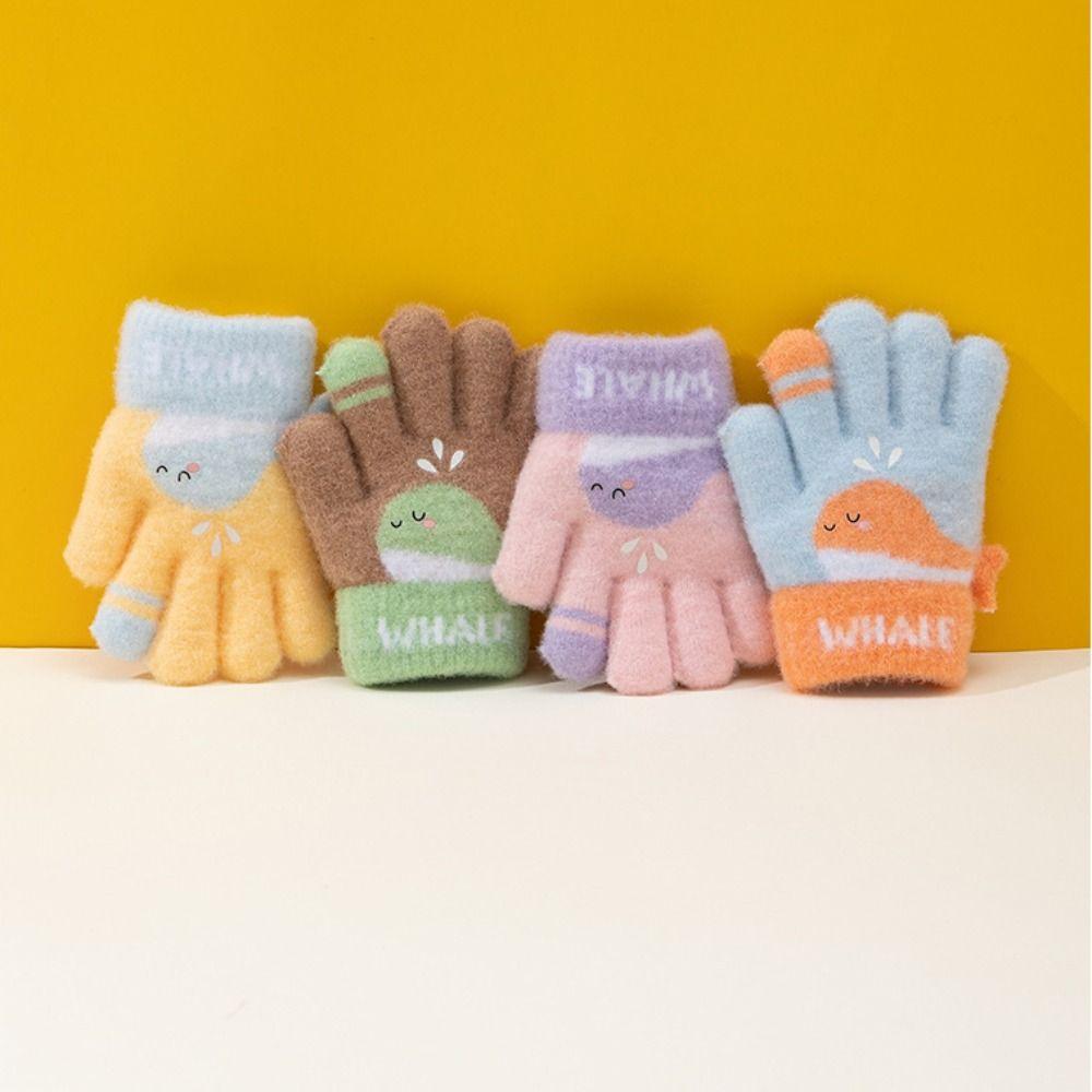 Cute Whale Five-finger Gloves 3-6 Years Old Kids Gloves Cartoon Winter Knitted Gloves Winter