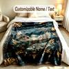 Dragon Phoenix Theme Soft Blanket Personalized Custom Name Text Print Warm Blanket Home Sofa Bedroom Decor