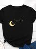 Золотая луна с принтом женская футболка с коротким рукавом и круглым вырезом свободная женская футболка женская модная футболка топы одежда Camisetas Mujer