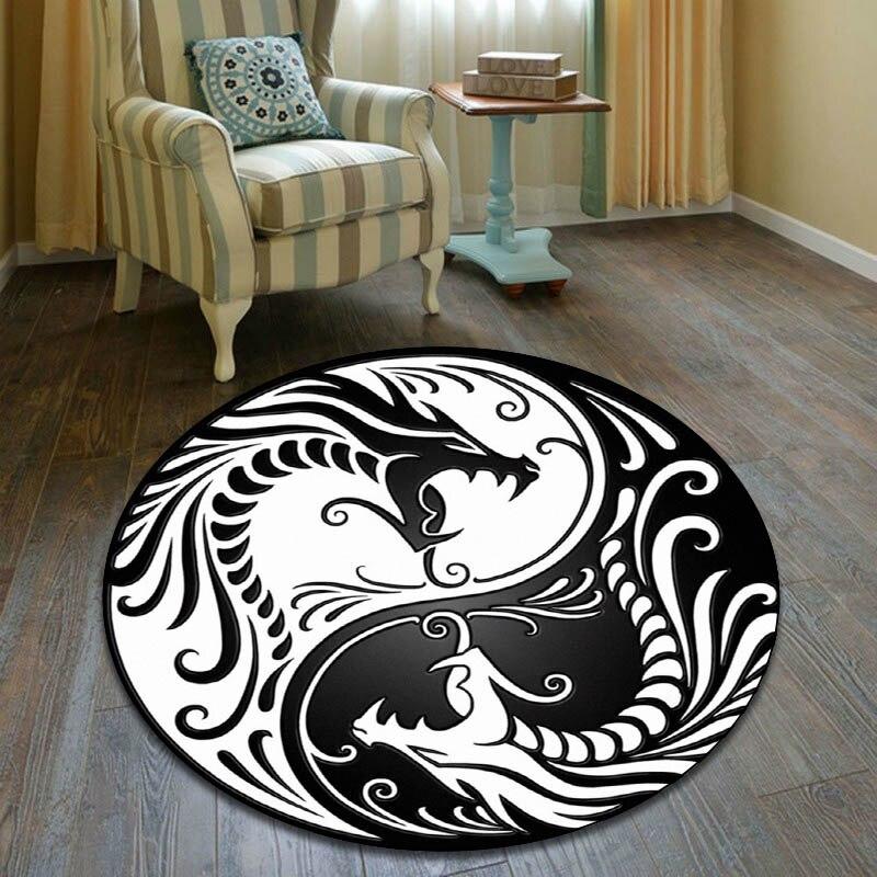Modern Yin and Yang Round Carpet Gossip Round Carpet Living Room Bedroom Carpet Non-slip Carpet Photography Props Birthday Gift
