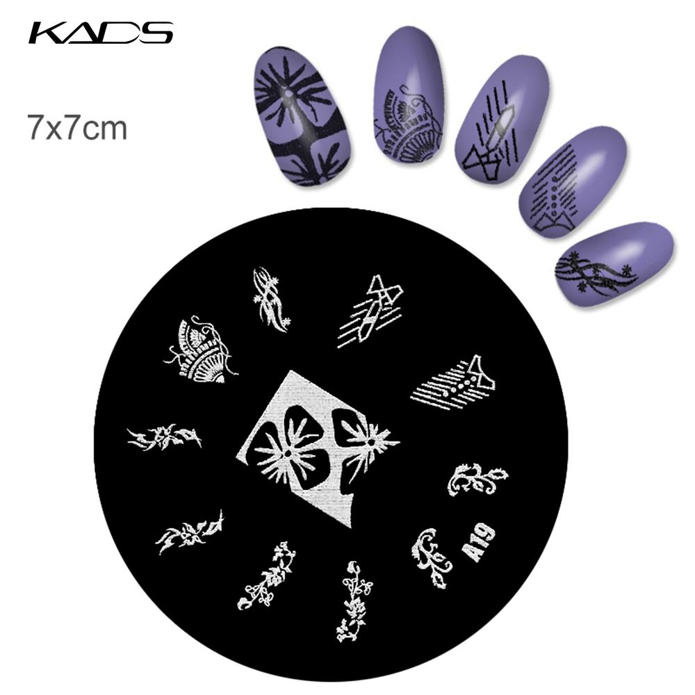 kads 1PC Round Stainless Steel Nail Art Nail Stamping Plates Manicure Stamp DIY for Nail Templates Classic Series Tools