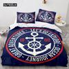 Пододеяльник с изображением якоря, темно-синий комплект постельного белья с изображением океана, пододеяльник для детей, мальчиков, подростков, украшение для спальни, полиэстер, морская тематика