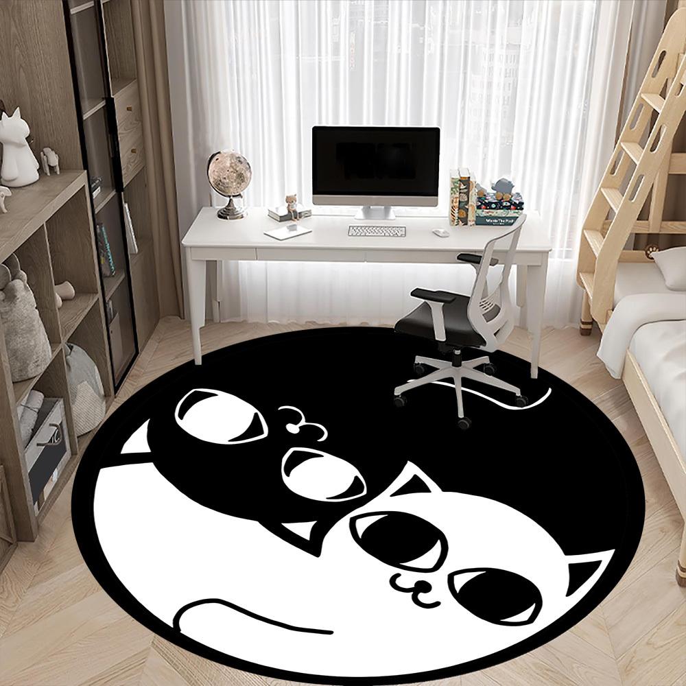 1pc Kittens Cats Office Round Area Rug, Under Office Chairs Bedroom Living Room Home Decor, Room Deco, Available in Various Sizes