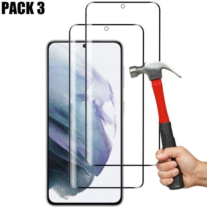 Protection d'écran en verre trempé pour Samsung Galaxy S21 Plus - PROSHOP - Lot de 3 - Résistance 9H - Noir