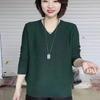 Spring and Autumn Women's Long-sleeved Knit Sweater Mother Lazy Solid Color Loose Top
