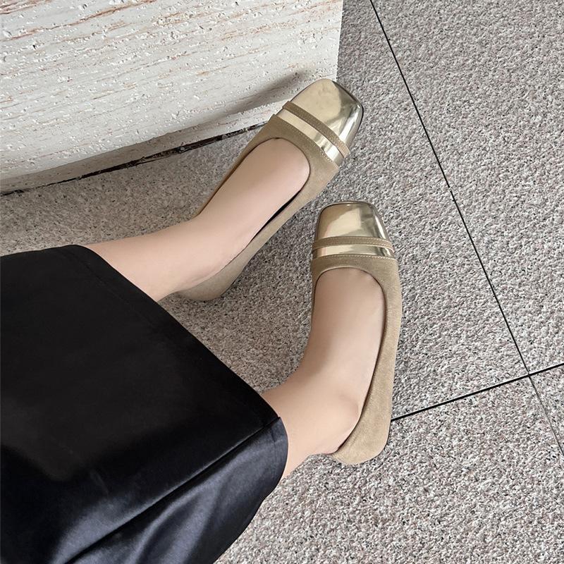 French Beautiful Single Shoes, Small Fragrant Temperament, Evening Shoes with Skirts, Soft Soles, Shallow Mouth Flat Soles, Gentle Wind, Mary Jane Sh