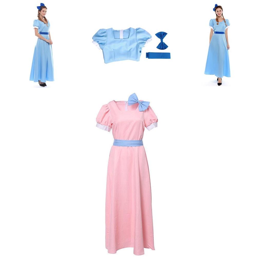 Восхитительное синее длинное платье, сказочный костюм Питера Пэна и Венди Дарлинг для взрослых