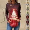 Tee Shirts For Women Fall Casual Long Sleeve Shirts Sweatshirt Retro Printing Christmas Party Top Pullover