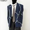 Spring Autumn Men Lapel Neck Long Sleeve Button Print Thin Blazer Coats