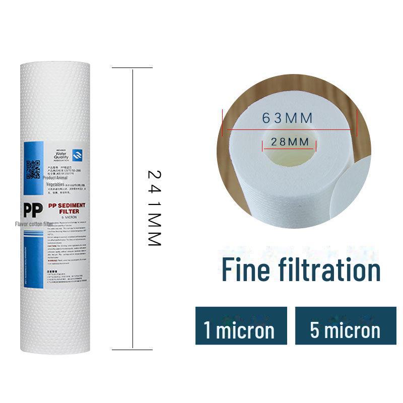 9.5" Water Purifier Filter: 1 Micron PP Cotton, Activated Carbon, Pre-Stage Filtration (First Three Stages)
