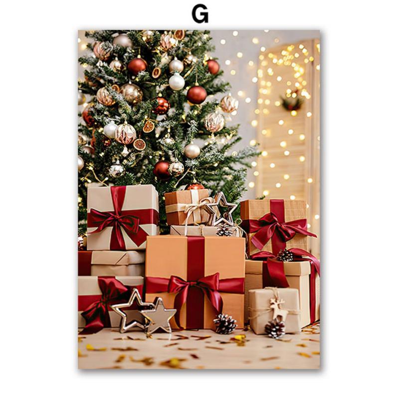 Санта-Клаус Рождественская елка Машина Носки Подарочные настенные картины на холсте Плакаты и принты Настенные картины для гостиной Домашний декор