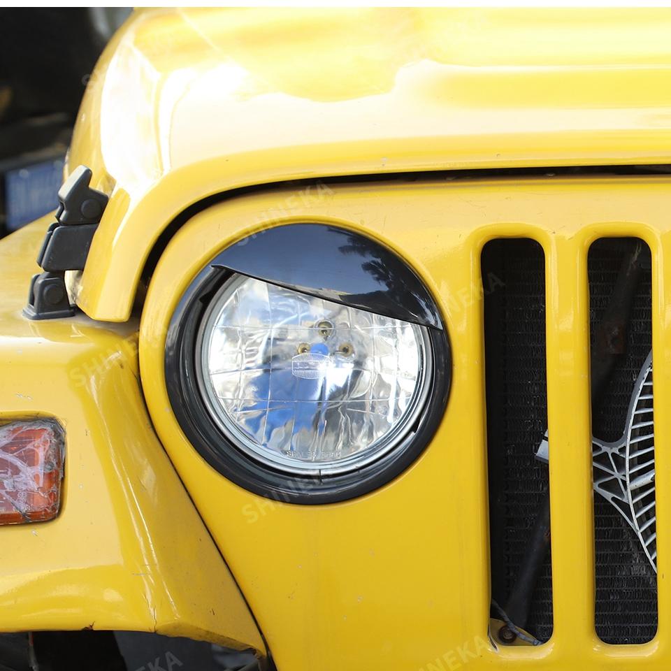 SHINEKA Car Front Headlight Lamp Decoration Cover for Jeep Wrangler TJ 1997 1998 1999 2000 2001 2002-2006 Exterior Accessories
