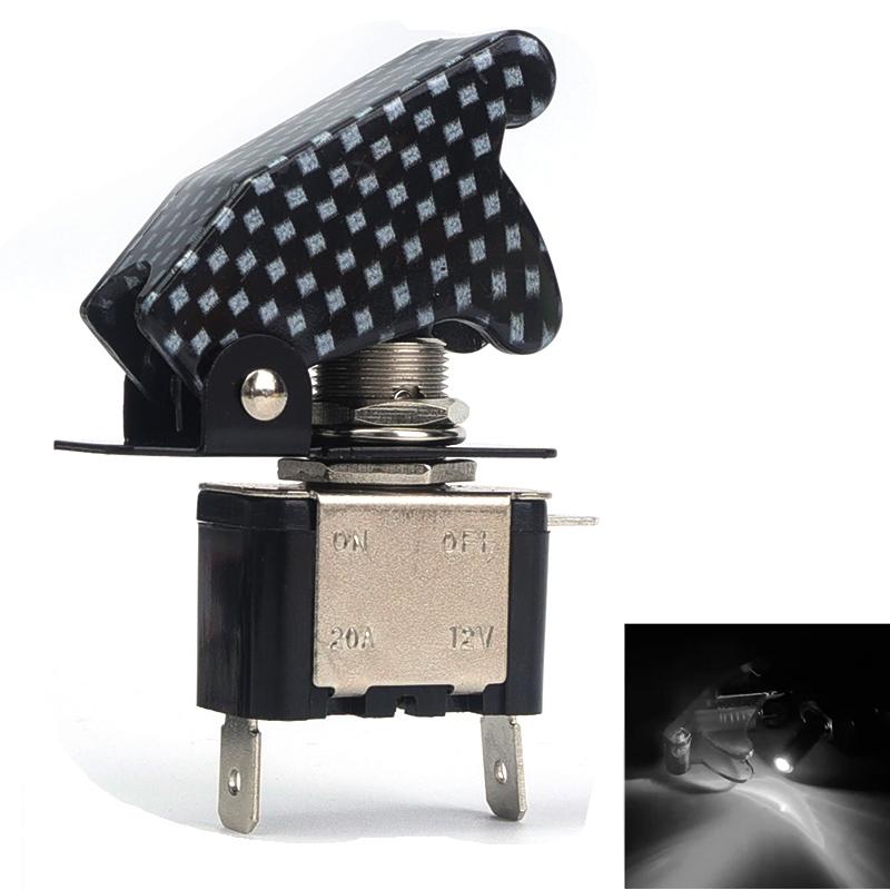 Светодиодный тумблер ВКЛ Выкл 12В с синей подсветкой, авиационный защитный кожух, сверхмощный 20А SPST 3-контактный кулисный переключатель для автомобилей, грузовиков
