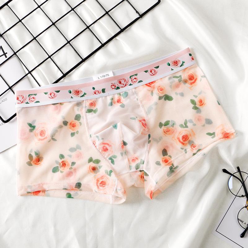 Мужские ультратонкие прозрачные сетчатые боксеры-шорты — сексуальные, дышащие, с летним принтом