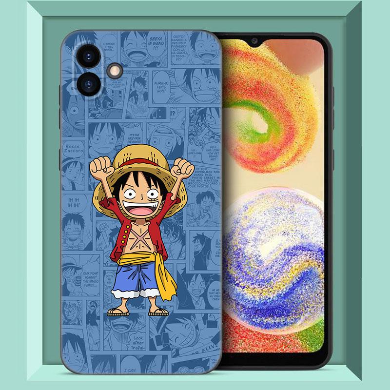 Anime One Piece Luffy Black Silicone Phone Case For Samsung Galaxy A01 A03 Core A04 E A02 A05 A10 A20 A21 A30 A50 S A6 A8 + A7