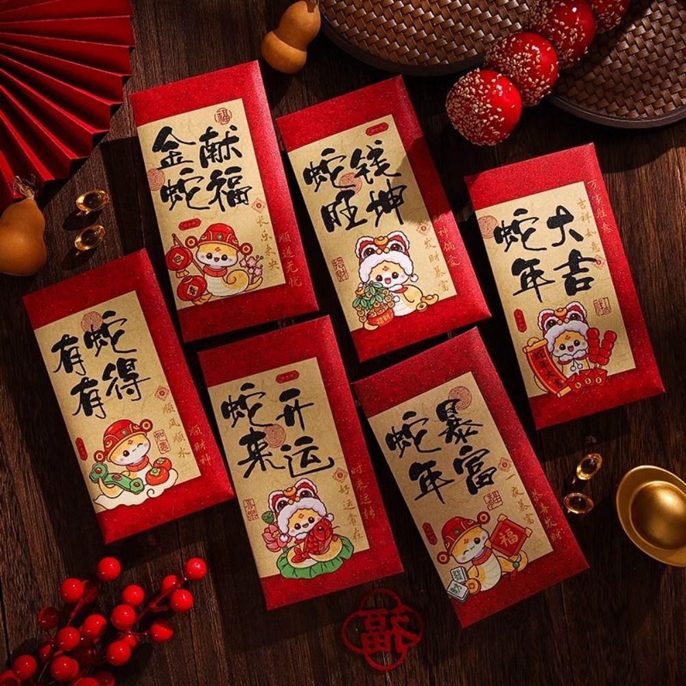 Blessing Chinese Snake Year Red Envelopes Traditional Lucky Money Pockets Party Gifts