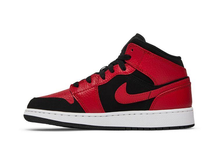 Детские кроссовки Nike Jordan 1 Mid Reverse Bred (GS) Черный/белый-спортивный красный