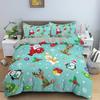 Santa Claus Pattern Bedding Set Christmas Deer Duver Cover Set for Kids Boys Girls Quilt Cover Queen Polyester Comforter Cover