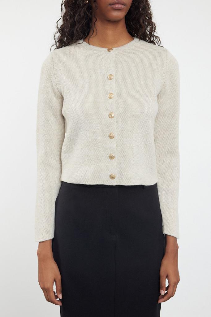 Женский элегантный кардиган, укороченная куртка с круглым вырезом, трикотаж, кардиган