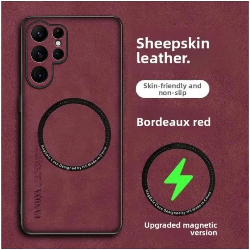 Sheepskin Leather Shockproof Case for Samsung S26 Ultra S26+Plus Magnetic Wireless Charging Phone Back Cover for Galaxy S26Edge
