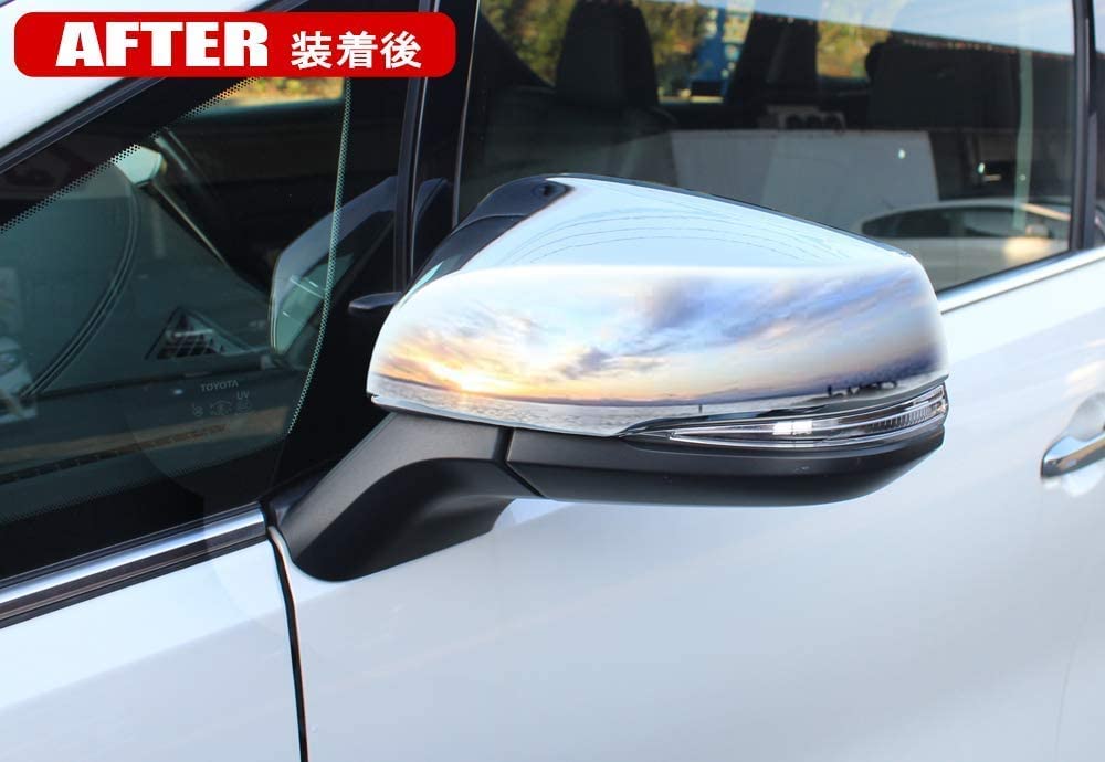 FUKUARE Door Mirror and Side Mirror Covers for Alphard 30 Vellfire 30 Series and Late and New RAV4 50 Series (Plated Finish) Series, (Early Models),
