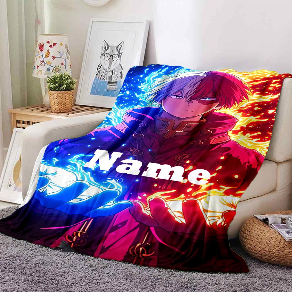 Custom Name My Hero Academia Theme Printed Blanket - Perfect for Couch, Bed, Travel & Outdoor Use | Machine Washable, Cozy & Durable.