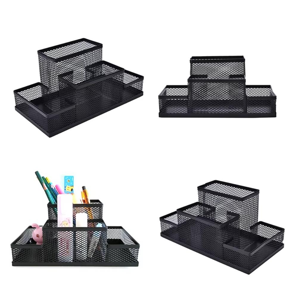 Mesh Design Pencil Storage Box 3/4 Grid Desk Stationery Organizer Pen Holder Education
