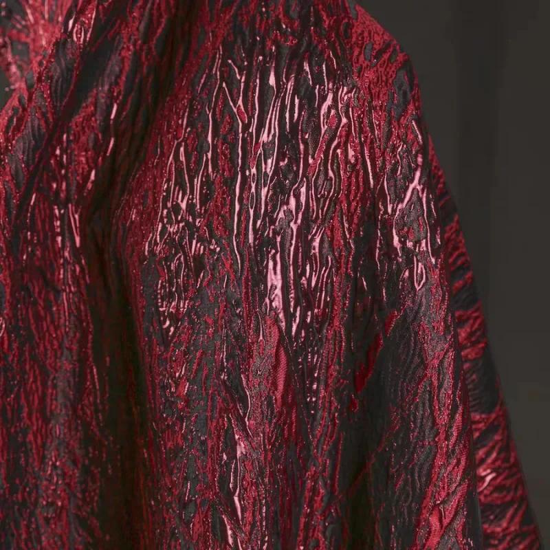 100x140 см креативный ретро-прожилки волнообразный позолоченный цветочный трехмерный флэш-тяжелая текстура силуэт дизайн одежды ткань