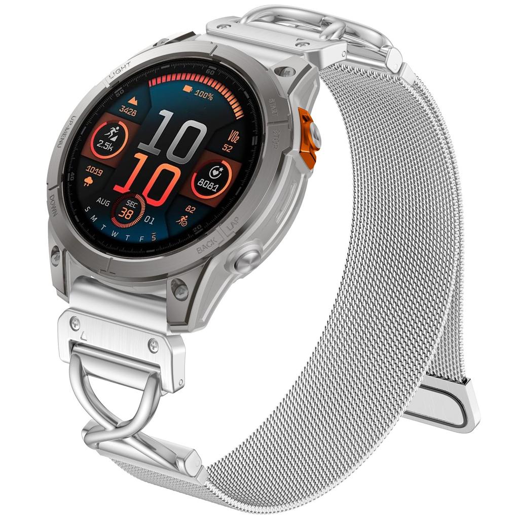 For Garmin Forerunner 970 Watch Band Magnetic Stainless Steel Milanese Strap with X-Shaped Connector