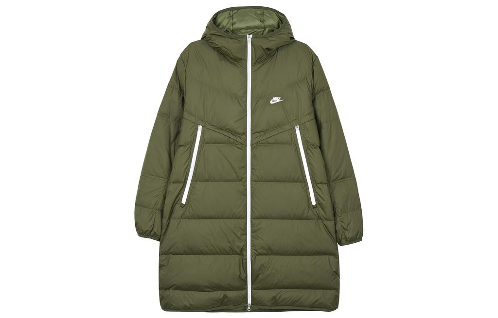 Nike Мужские пуховики Армейский зеленый С капюшоном Умеренный Другое DD6789-326