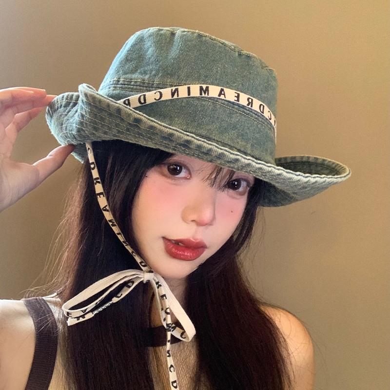 Уличная шляпа-панама из денима с ремешком для писем, детская летняя шляпа от солнца с широкими полями, шляпа-ведро для защиты от солнца, шляпа для альпинизма