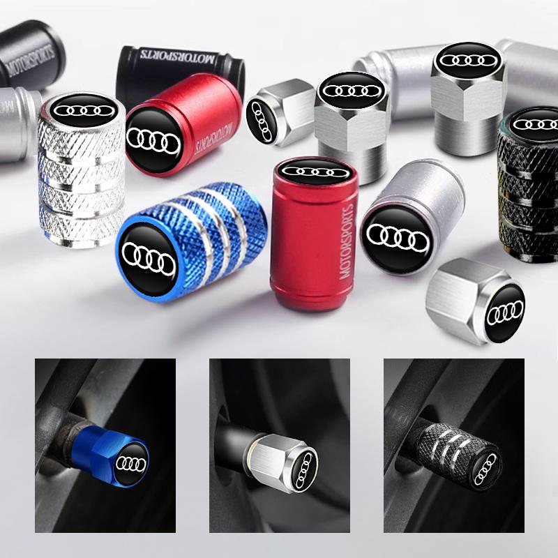 New 4Pcs Car Wheel Tire Valve Caps Air Stem Covers Accessories For 1s S RS Line S7 S8 S5 S6 Quattro RS3 RS4 A6 A7 A8 QRS5 RS6