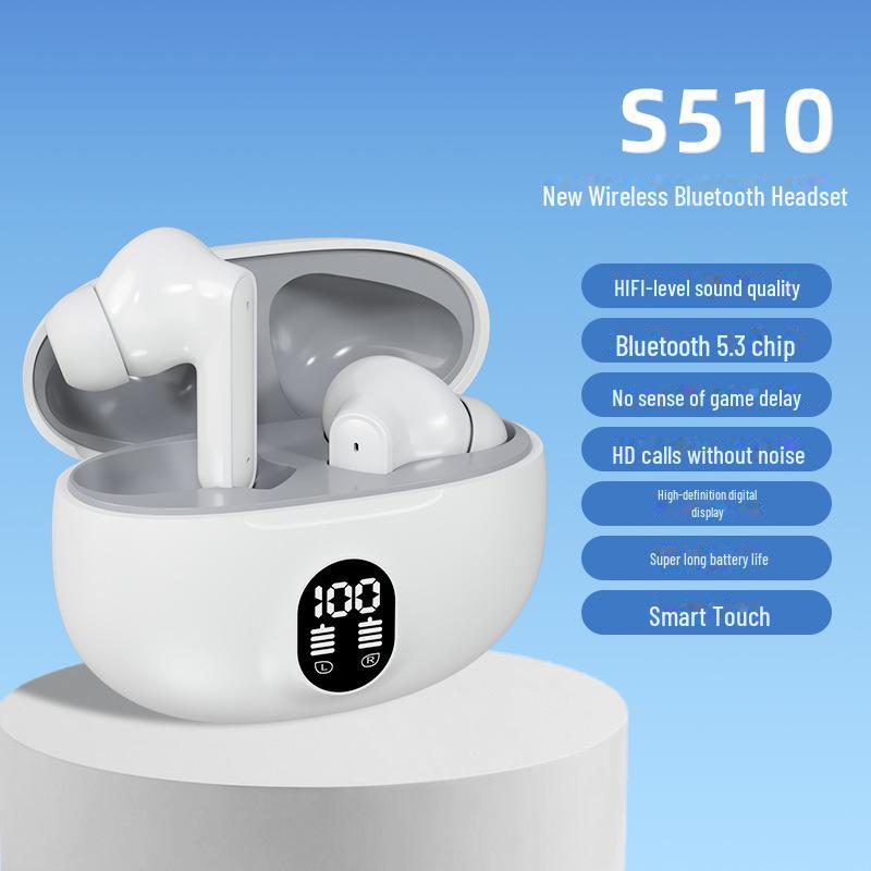 Bluetooth-гарнитура S510 895B: Беспроводные наушники со светодиодным дисплеем, высокое качество звука, шумоподавление, длительное время работы от аккумулятора, идеально подходят для занятий спортом.