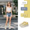 New Platform White Shoes 2025 Summer Breathable Height Increase Muffin Shoes Casual Single Shoes Versatile Women's Shoes Sports Board Shoes