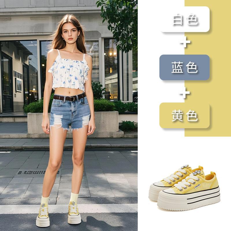 New Platform White Shoes 2025 Summer Breathable Height Increase Muffin Shoes Casual Single Shoes Versatile Women's Shoes Sports Board Shoes