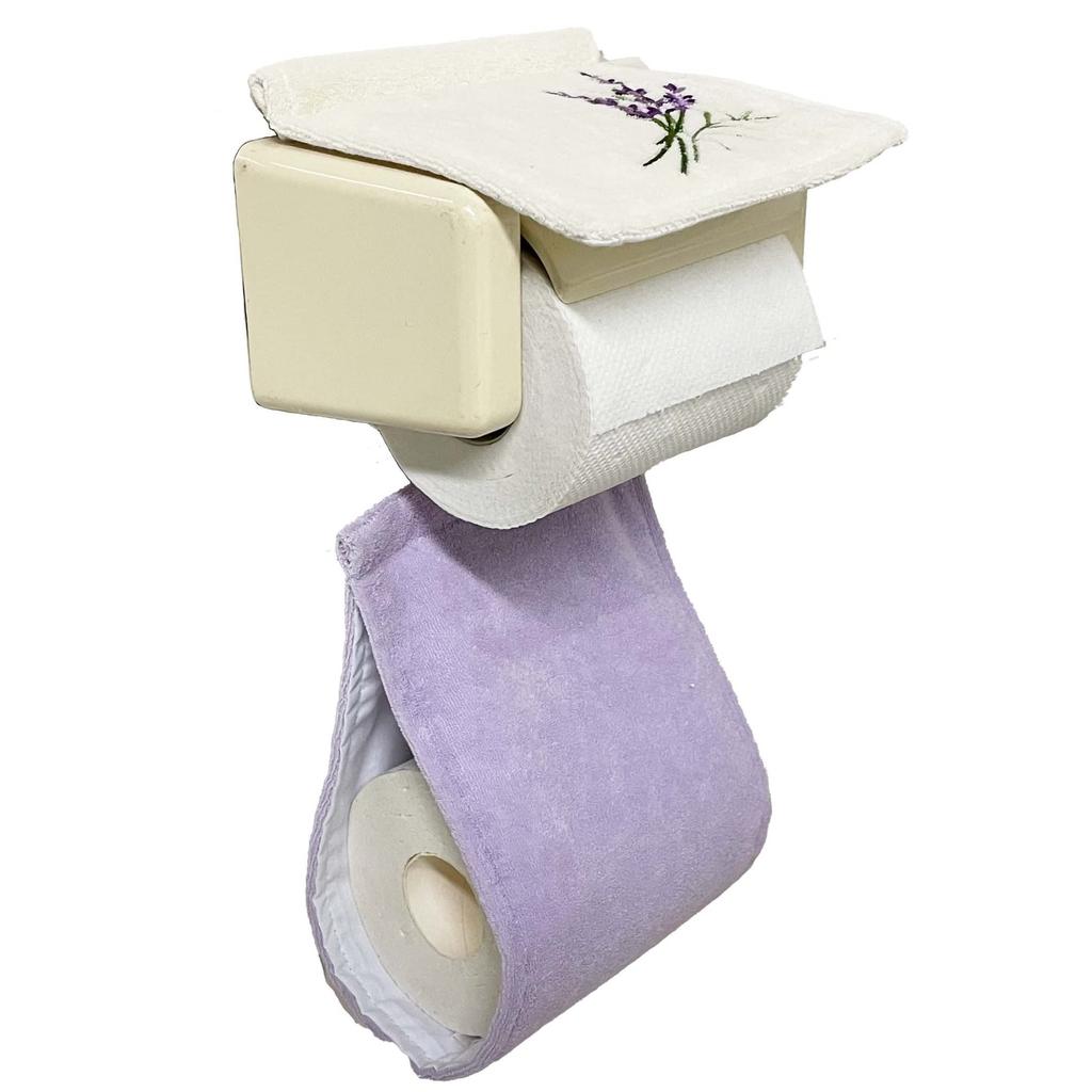 Senko S.D.S Sweet Lavender Toilet Fabric Paper Holder Cover, Lavender Flower, 64712