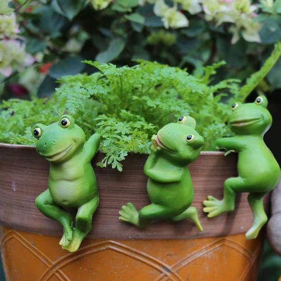 Planter Frog Figurine Resin Frog Flowerpot Decoration Flower Pot Edge Hanging Frog for Garden Potted Plants Bonsai
