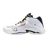 Wave Lightning Z8 MID Volleyball 2E Shoes, Club, Indoor, Wide, Lightweight, Indoor, Mid-Cut, White/Black, 27.5 Cm,