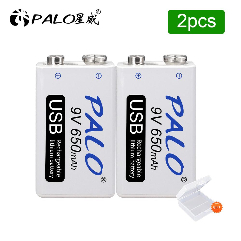 PALO 9V Rechargeable Battery 9 Volt Lithium Li-ion Battery 6F22 9V Crown Battery Ni-MH Batteries for Multimeter Metal Detector