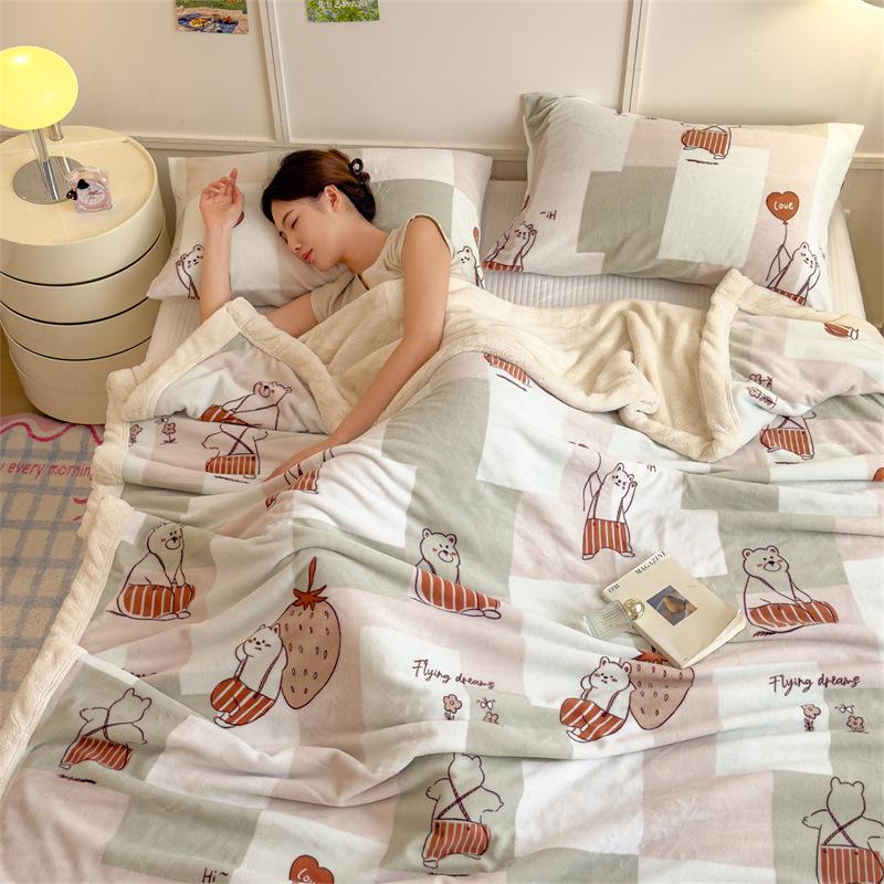 Yunjin Double-Sided Winter Fleece Blanket - Thick, Cozy Sofa Throw & Office Shawl