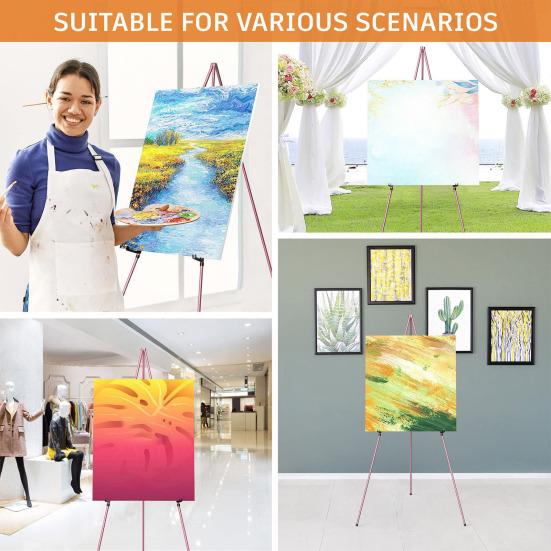Easel Display Stand Collapsible Portable Metal Tripod Art Display Stand Adjustable Painting Easel for Canvas Wedding Sign