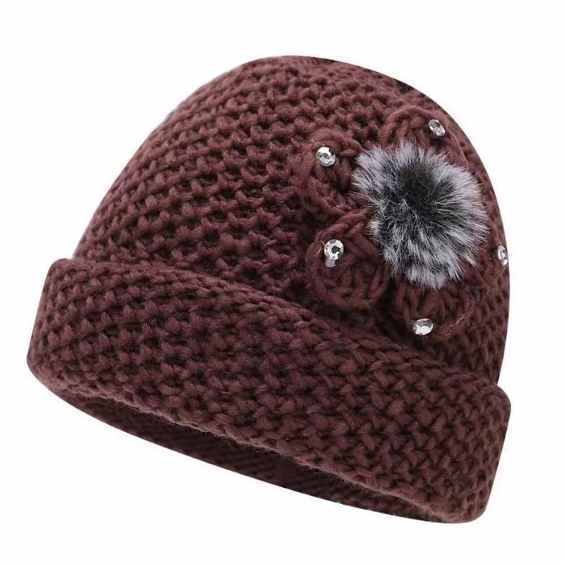 Шапка для пожилой женщины средней толщины, зимняя, вязаная, теплая, шерстяная, плюшевая, для мамы, для пожилого мужчины, от холодного ветра, утолщенная