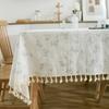 Linen Cotton Tablecloth Small Floral Rustic Style Square Table Cover Dining Room Coffee