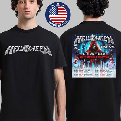 Футболка к 40-летию Helloween 2026 Даты Североамериканского тура Двусторонняя футболка Унисекс Футболка